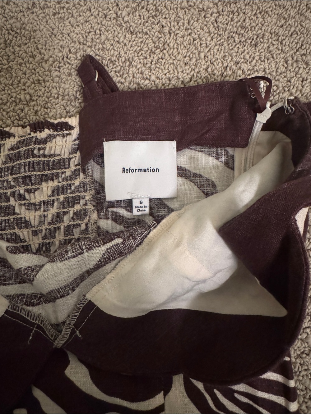 Reformation Brown & Cream Zebra Slip Maxi Dress - Picture 2 of 3
